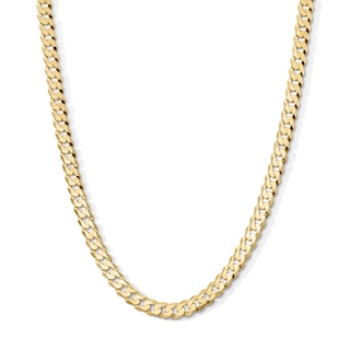 14K Gold Plated 6.4mm Flat Curb Chain - 22"