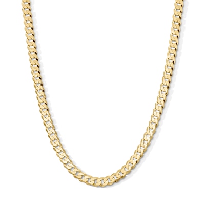 14K Gold Plated 6.4mm Flat Curb Chain - 22"
