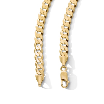 14K Gold Plated 6.4mm Flat Curb Chain - 22"