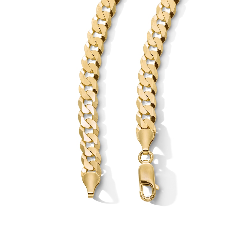 14K Gold Plated 6.4mm Flat Curb Chain - 22"