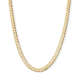 14K Gold Plated 6.4mm Flat Curb Chain - 24"