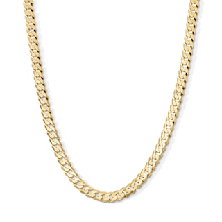 14K Gold Plated 6.4mm Flat Curb Chain - 26"
