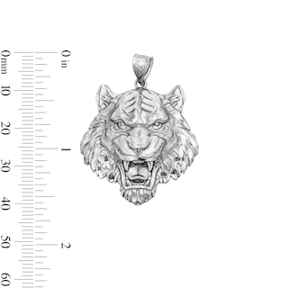 Solid Sterling Silver Diamond-Cut Tiger Head Necklace Charm