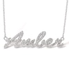 Thumbnail Image 1 of Sterling Silver Lab-Created Sapphire Cursive Name Necklace - 16" + 2"