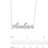 Thumbnail Image 5 of Sterling Silver Lab-Created Sapphire Cursive Name Necklace - 16" + 2"