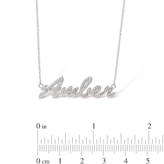 Sterling Silver Lab-Created Sapphire Cursive Name Necklace - 16" + 2"