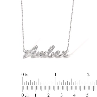 Sterling Silver Lab-Created Sapphire Cursive Name Necklace - 16" + 2"