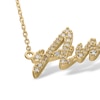 Thumbnail Image 3 of 14K Gold Plated Lab-Created Sapphire Cursive Name Necklace - 16" + 2"