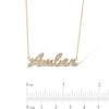Thumbnail Image 5 of 14K Gold Plated Lab-Created Sapphire Cursive Name Necklace - 16" + 2"