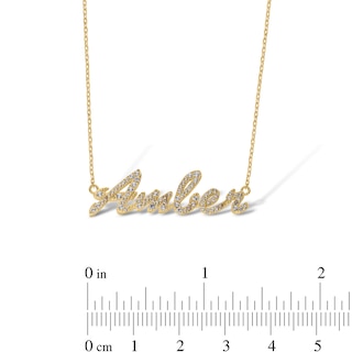 14K Gold Plated Lab-Created Sapphire Cursive Name Necklace - 16" + 2"