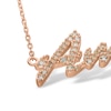 Thumbnail Image 3 of 14K Rose Gold Plated Lab-Created Sapphire Cursive Name Necklace - 16" + 2"