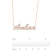 Thumbnail Image 5 of 14K Rose Gold Plated Lab-Created Sapphire Cursive Name Necklace - 16" + 2"