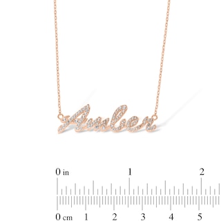 14K Rose Gold Plated Lab-Created Sapphire Cursive Name Necklace - 16" + 2"