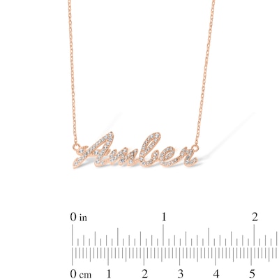 14K Rose Gold Plated Lab-Created Sapphire Cursive Name Necklace - 16" + 2"