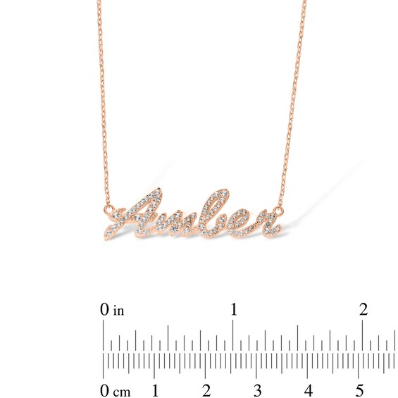 14K Rose Gold Plated Lab-Created Sapphire Cursive Name Necklace - 16" + 2"