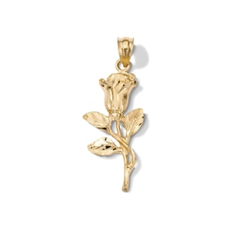14K Gold Plated Diamond-Cut Rose Necklace Charm