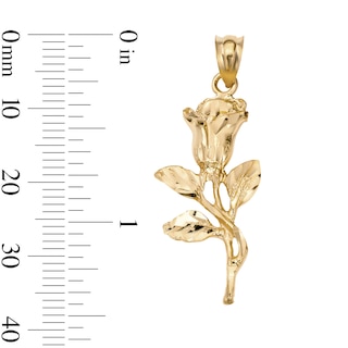 14K Gold Plated Diamond-Cut Rose Necklace Charm
