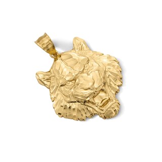 14K Gold Plated Yellow Diamond-Cut Tiger Head Charm