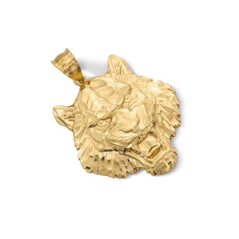 Main Image 2 of 14K Gold Plated Yellow Diamond-Cut Tiger Head Charm