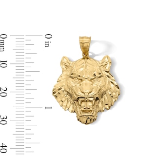14K Gold Plated Yellow Diamond-Cut Tiger Head Charm
