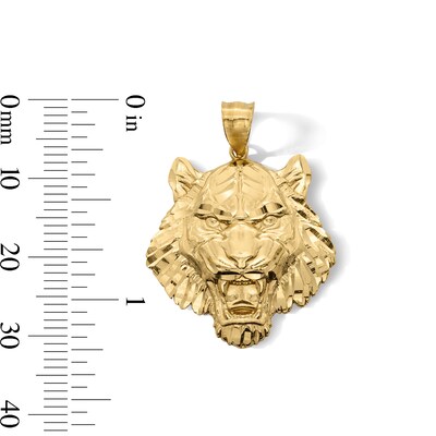 14K Gold Plated Yellow Diamond-Cut Tiger Head Charm