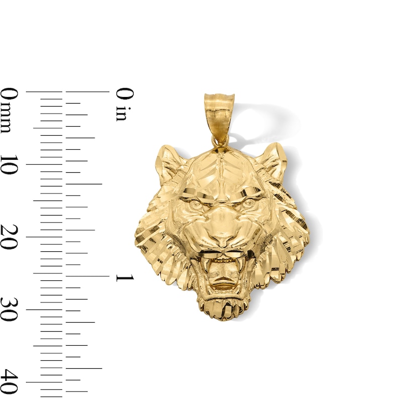 Main Image 3 of 14K Gold Plated Yellow Diamond-Cut Tiger Head Charm