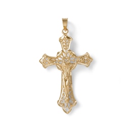 14K Gold Plated Filigree Crucifix Cross Necklace Charm