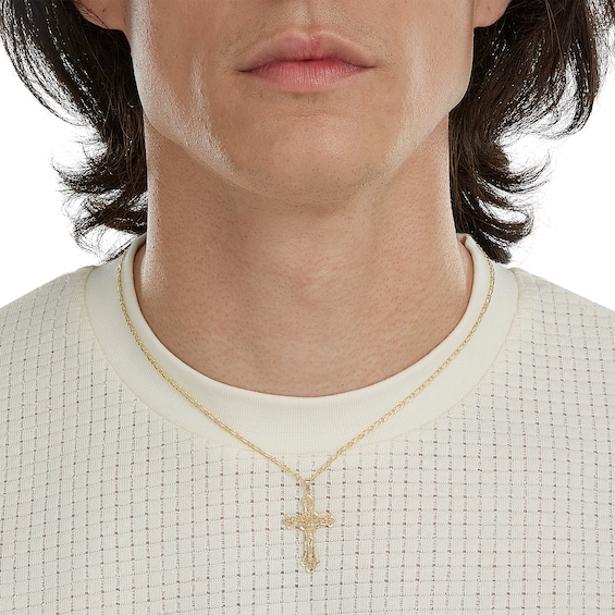 14K Gold Plated Filigree Crucifix Cross Necklace Charm