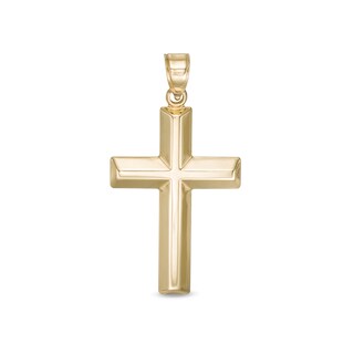 14K Gold Plated Defined Cross Necklace Charm