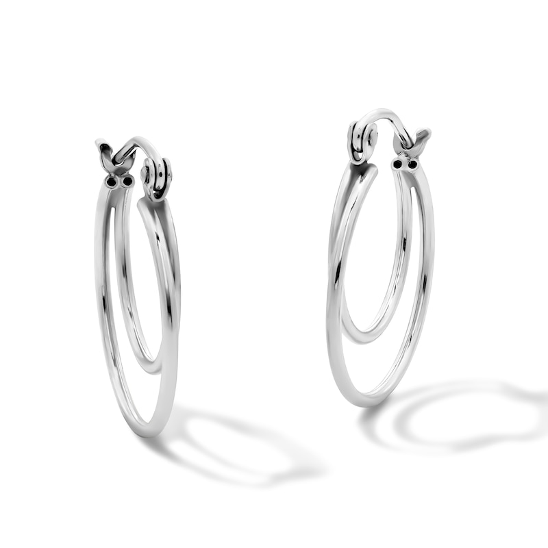 Main Image 1 of Hollow Sterling Silver Double Hoops