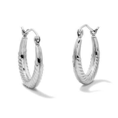 17mm Sterling Silver Hoop Earrings with Rhodium Plate