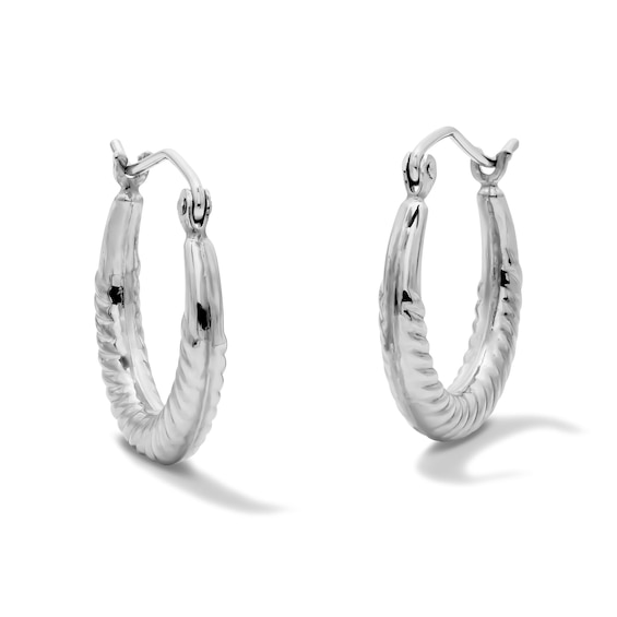 17mm Sterling Silver Hoop Earrings with Rhodium Plate