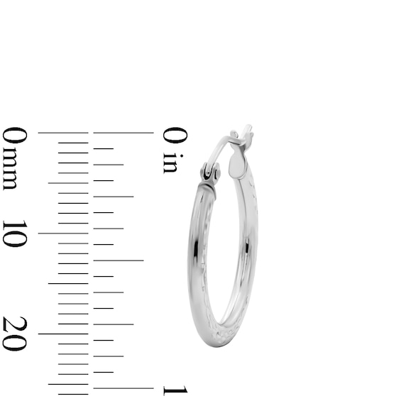 Hollow Sterling Silver 20mm Diamond-Cut Hoops