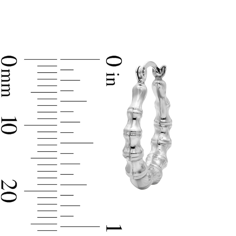 Main Image 2 of 16.9mm Sterling Silver Hollow Stamped Bamboo Hoops