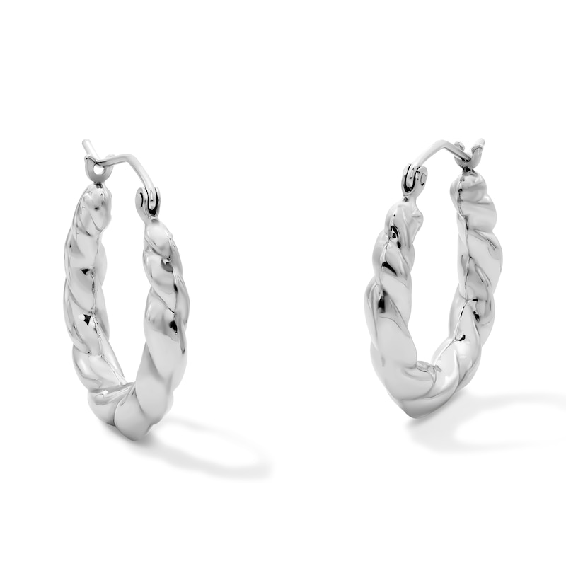 Main Image 1 of 21.5mm Sterling Silver Hollow Twist Hoops