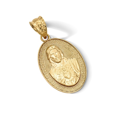 14K Gold Plated Reversable Jesus and Mary Oval Charm