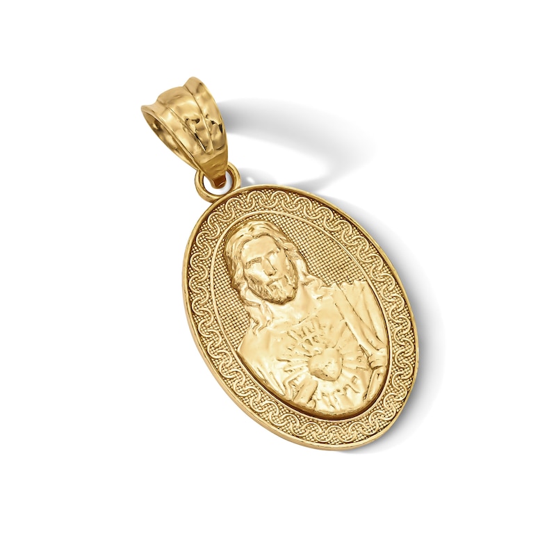 Main Image 2 of 14K Gold Plated Reversable Jesus and Mary Oval Charm
