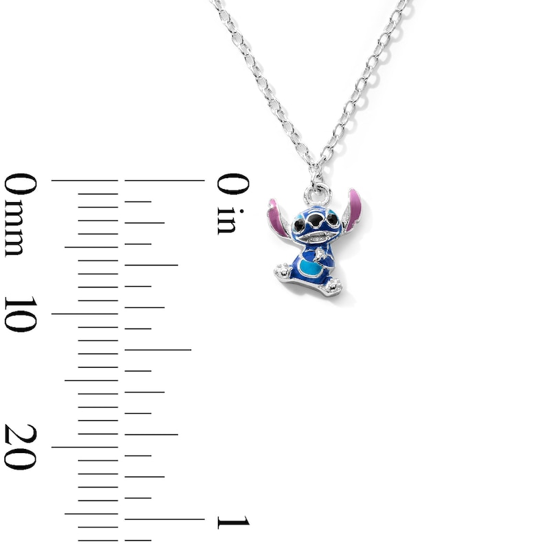 Child's Sterling Silver Crystal Enamel ©Disney Stitch Pendant - 15"