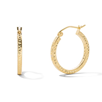 14K Gold Plated 20mm Diamond-Cut Hoops