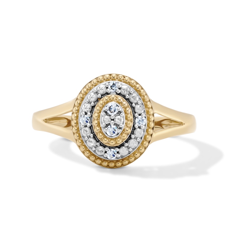 14K Gold Plated 1/20 CT. T.W. Lab-Grown Diamond Oval Composite Ring - Size 7