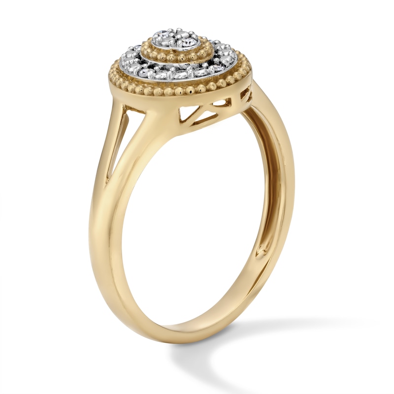 14K Gold Plated 1/20 CT. T.W. Lab-Grown Diamond Oval Composite Ring - Size 7
