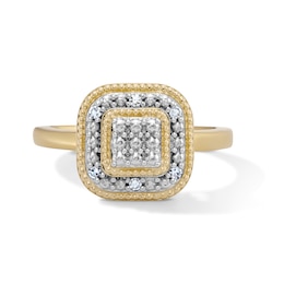14K Gold Plated 1/20 CT. T.W. Lab-Grown Diamond Cushion Composite Ring - Size 7
