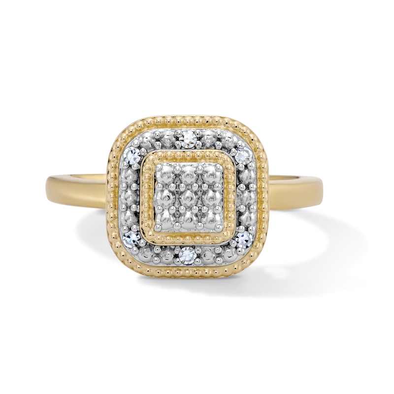 14K Gold Plated 1/20 CT. T.W. Lab-Grown Diamond Cushion Composite Ring - Size 7