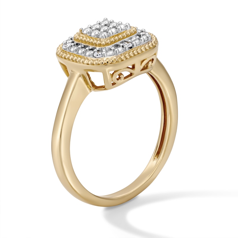 14K Gold Plated 1/20 CT. T.W. Lab-Grown Diamond Cushion Composite Ring - Size 7