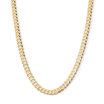 14K Gold Plated 6.4mm Flat Curb Chain - 20"