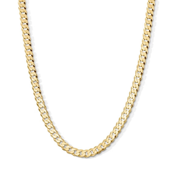 14K Gold Plated 6.4mm Flat Curb Chain - 20"