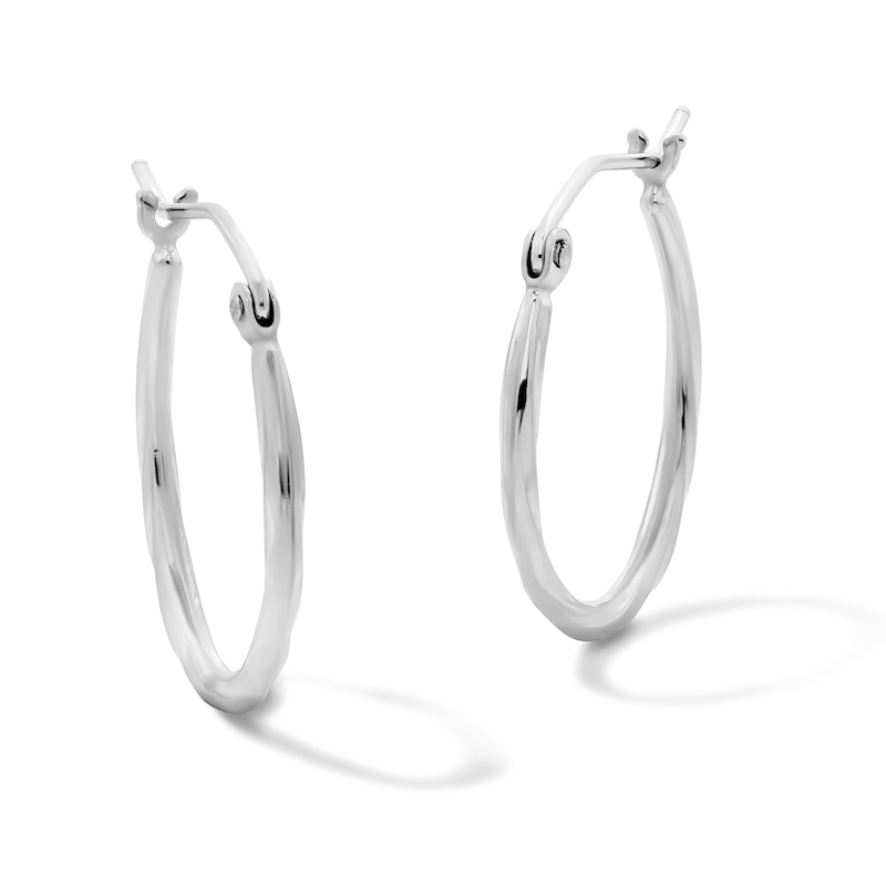 Main Image 1 of Sterling Silver Hollow Oval Twist Hoops