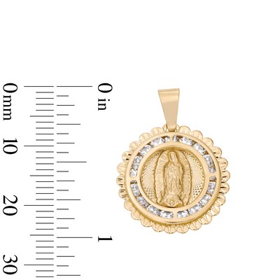 14K Gold Plated CZ Filagree Lady of Guadalupe Medallion Necklace Charm