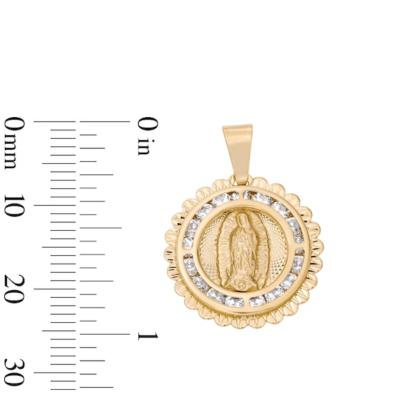 14K Gold Plated CZ Filagree Lady of Guadalupe Medallion Necklace Charm
