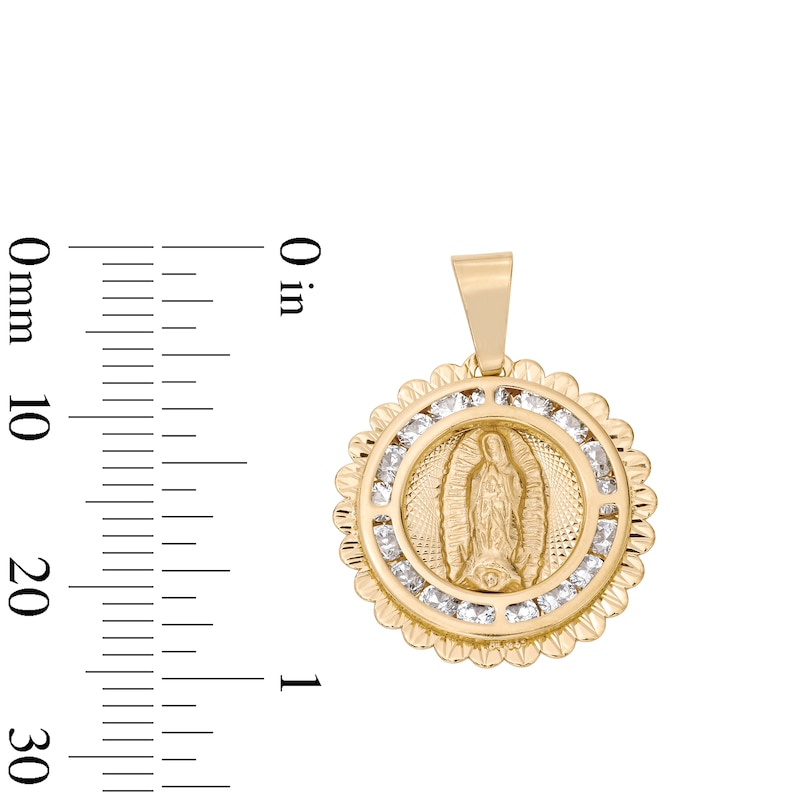 Main Image 3 of 14K Gold Plated CZ Filagree Lady of Guadalupe Medallion Necklace Charm